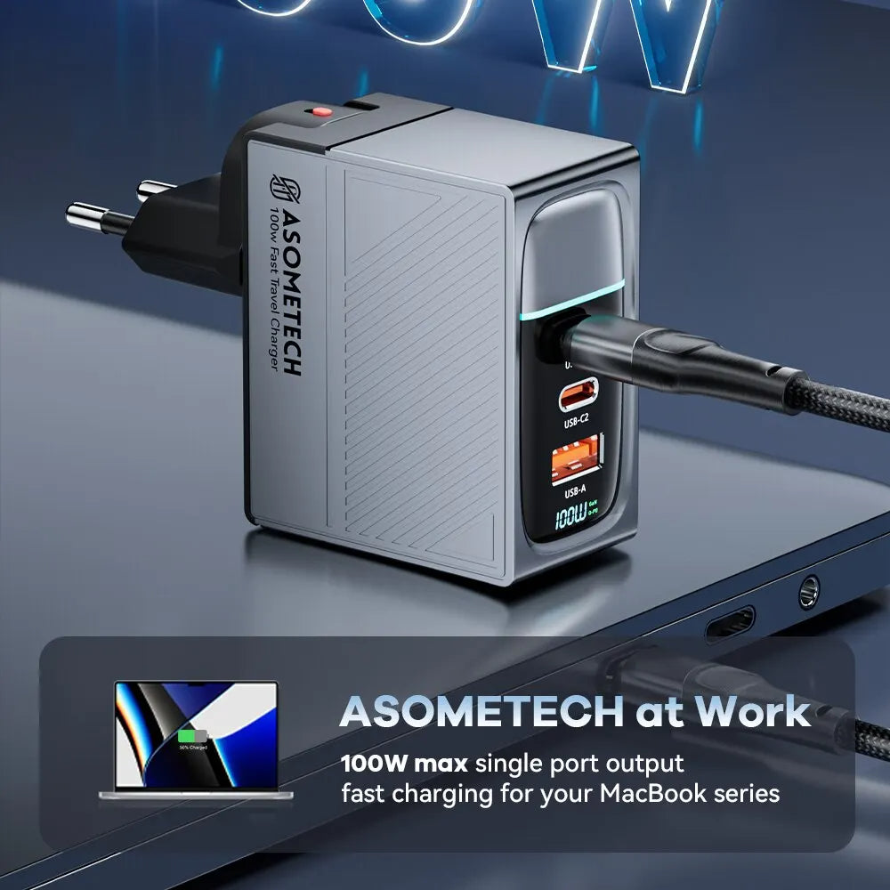 ASOMETECH 100W GaN Charger QC4.0 PD 67W 65W PPS Display