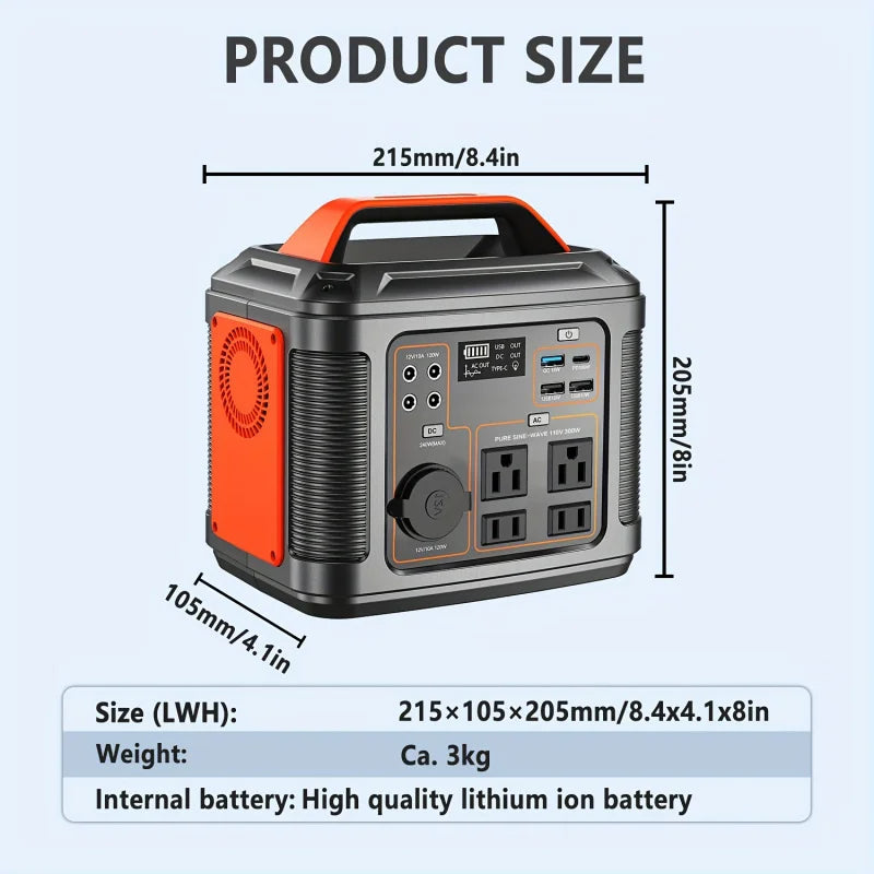 Portable Power Station, 300W 296Wh Solar Generator Fast Charging/110V AC Outlet/DC Port and LED Flashlight, Lithium Battery 270 sold