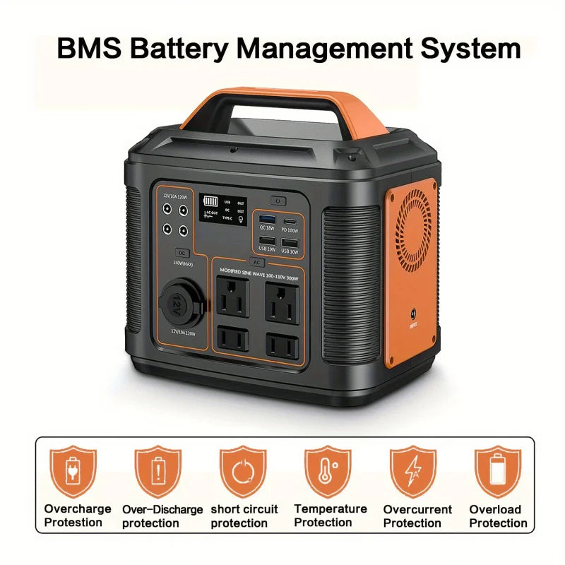 Portable Power Station, 300W 296Wh Solar Generator Fast Charging/110V AC Outlet/DC Port and LED Flashlight, Lithium Battery 270 sold