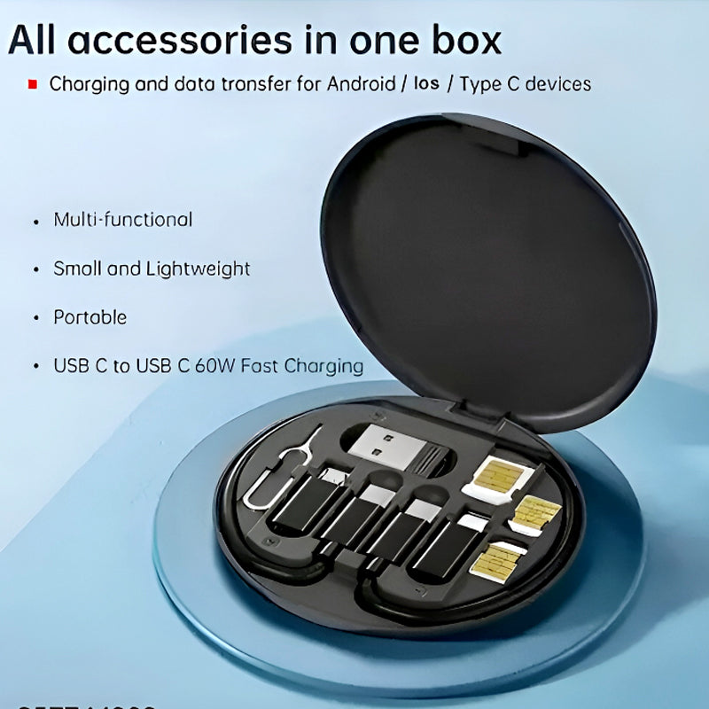 60W Multifunctional Fast Charging Data Cable Set – Portable 5-in-1 Charging Solution Big Mart