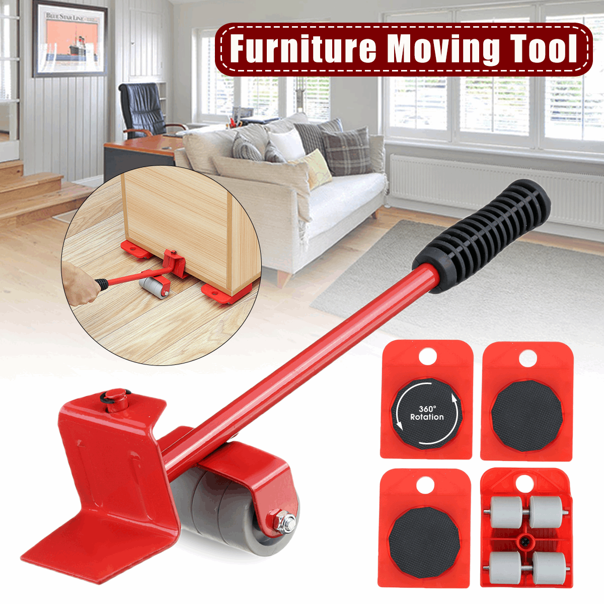Furniture Transport Roller Set Removal Lifting & Moving Tool. Duvera
